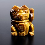 Tiger Eye Lucky Cat Crystal Carving