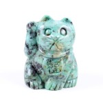 African Turquoise Lucky Cat Crystal Carving